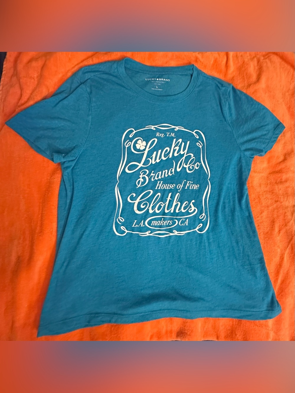Vintage Lucky Brand Teal Graphic Tee